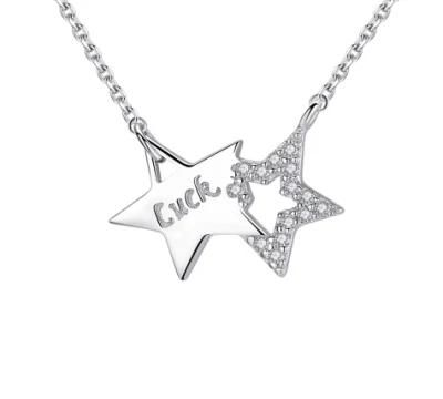 Inlaid Zircon Necklace Girl&prime; S Gift Double Lucky Star Necklace