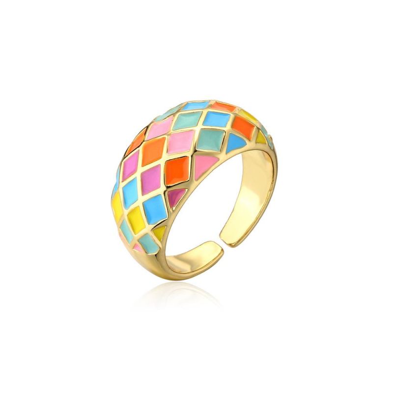 Fashion Ring Enamel Colorful Gold Plating Adjustment Ring