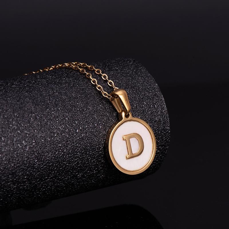 Factory Wholesale High Grade Round 18K Gold Shell Stainless Steel Letter Necklace for Women