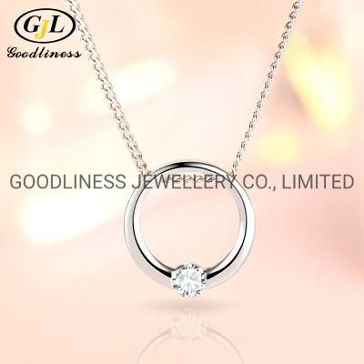 925 Sterling Silver Simple CZ Necklace Fine Jewelry