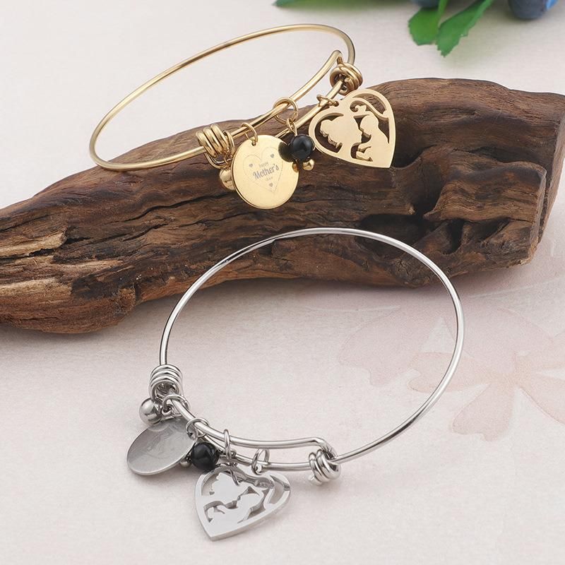 18K Gold Plated Stainless Steel Fashion Jewelry Bracelet Stainless Steel Mother′s Day Bracelet