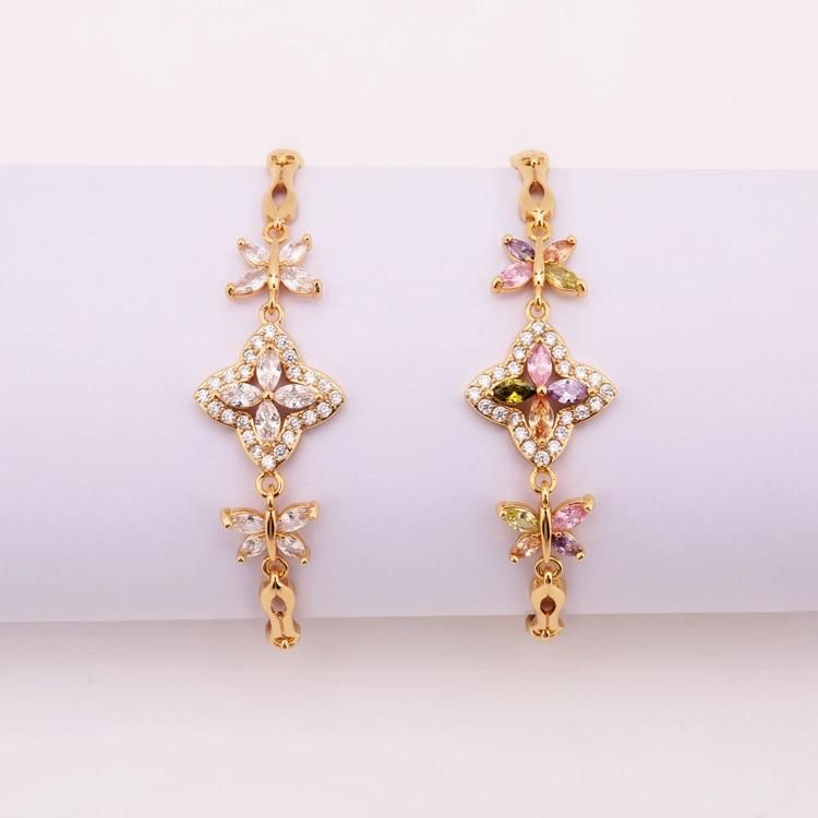 Fashion New Cheap Wholesale Colorful AAA CZ Stone 18K Gold Plated Big Zircon Around Bracelet Bangles Designs Jewelry