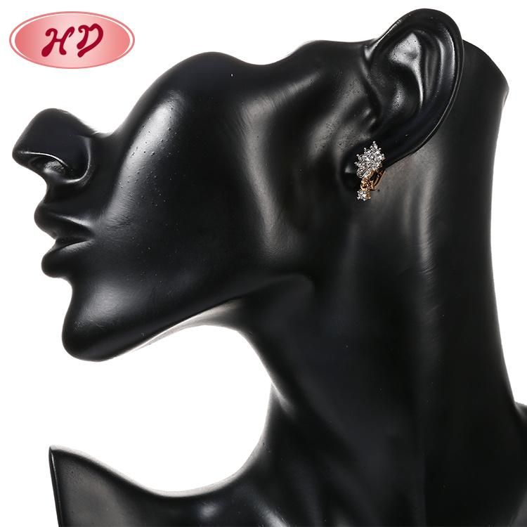 Women Fashion Costume Imitation Jewelry 14K 18K Gold Plated CZ Pearl Hoop Huggie Earring