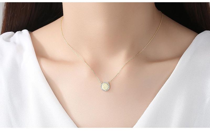 Cubic Zircons on Sun Flower Shape Copper Chains Necklace
