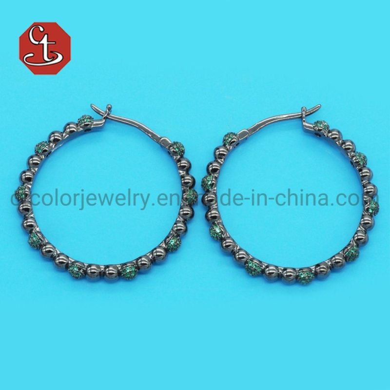 Big hoop Plain earring with DOT 925 silver or Brass Fashion Jewelry