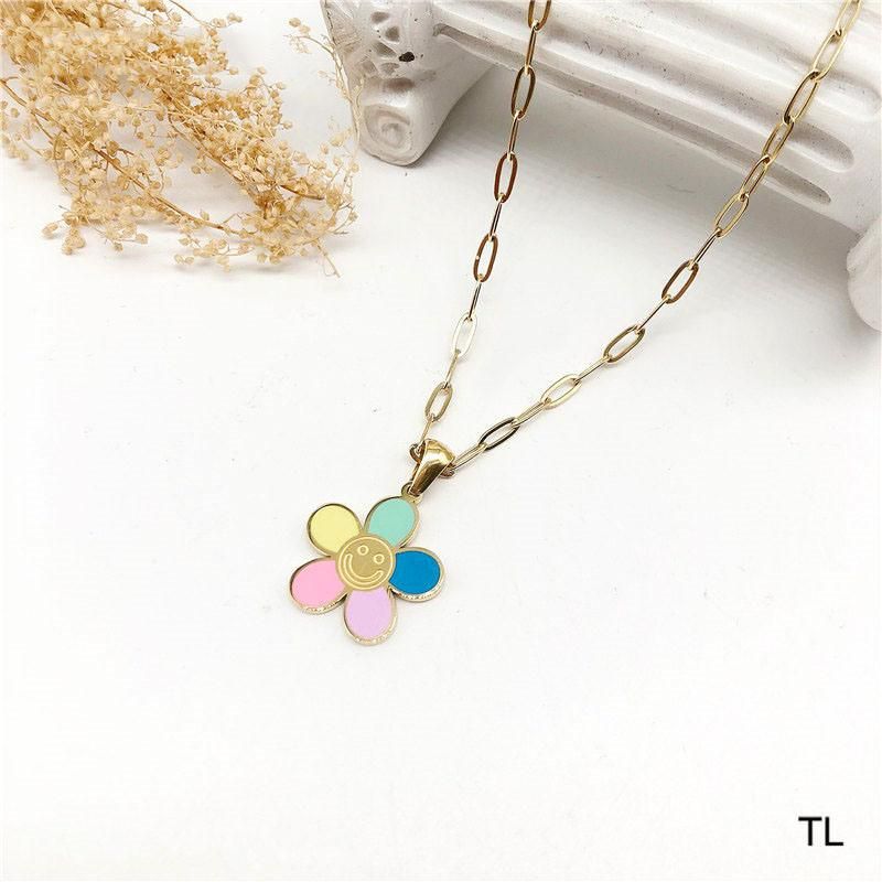 Manufacturer Custom High Quality New Arrivals Stainless Steel Boho Fashion Jewelry Wholesale Long Chain Flower Necklace