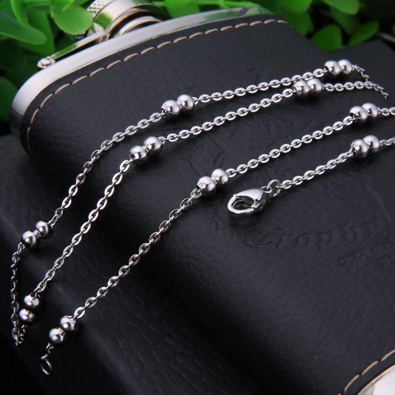 Stainless Steel Jewelry Flat Cable Chain with Double Beads