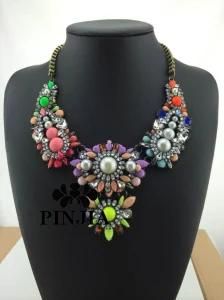 Crystal Rhinestone Flower Statement Imitation Necklace Fashion Jewelry