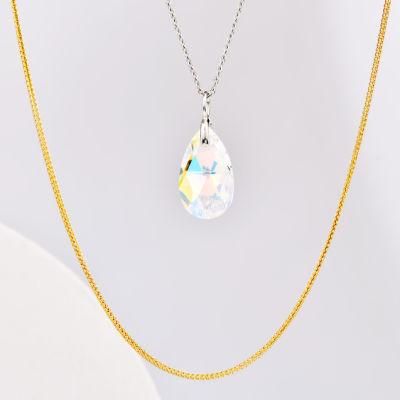Custom Lady Stainless Steel Fashion Jewelry Weding Party Gift Imitation Jewelry Necklace with Gemstone Pendant