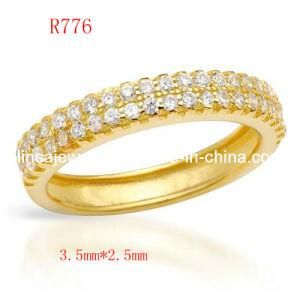 Fashion Gold 316L Stainless Steel Rhinestone Ring Jewelry