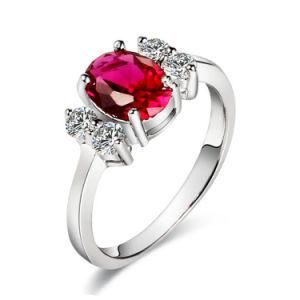 Oval Cut Red Ruby CZ Stone Fashion Jewellery Brass Ring