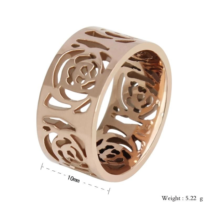 Stainless Steel Hollow Roes - Gold Heart Shaped Ring Designs for Girls