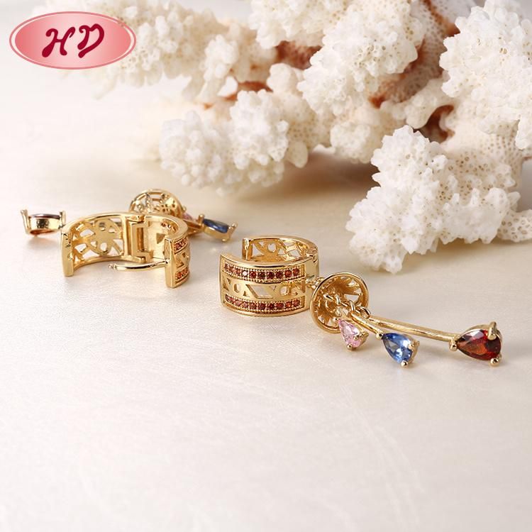 2018 Fashion Design Jewelry Women′s Cheap 18K Gold Plated CZ Earrings Jewelry