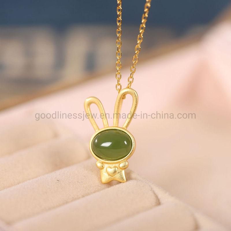Fashion Cute Ruby Rhinestone Emerald Gold Plated 925 Silver Necklace