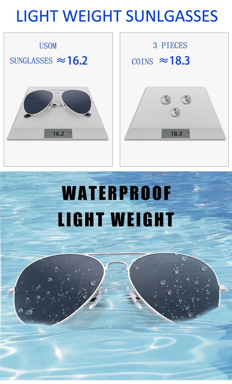 Custom Designer Shades Stainless Steel Frame Polarized Sunglasses for Men and Women
