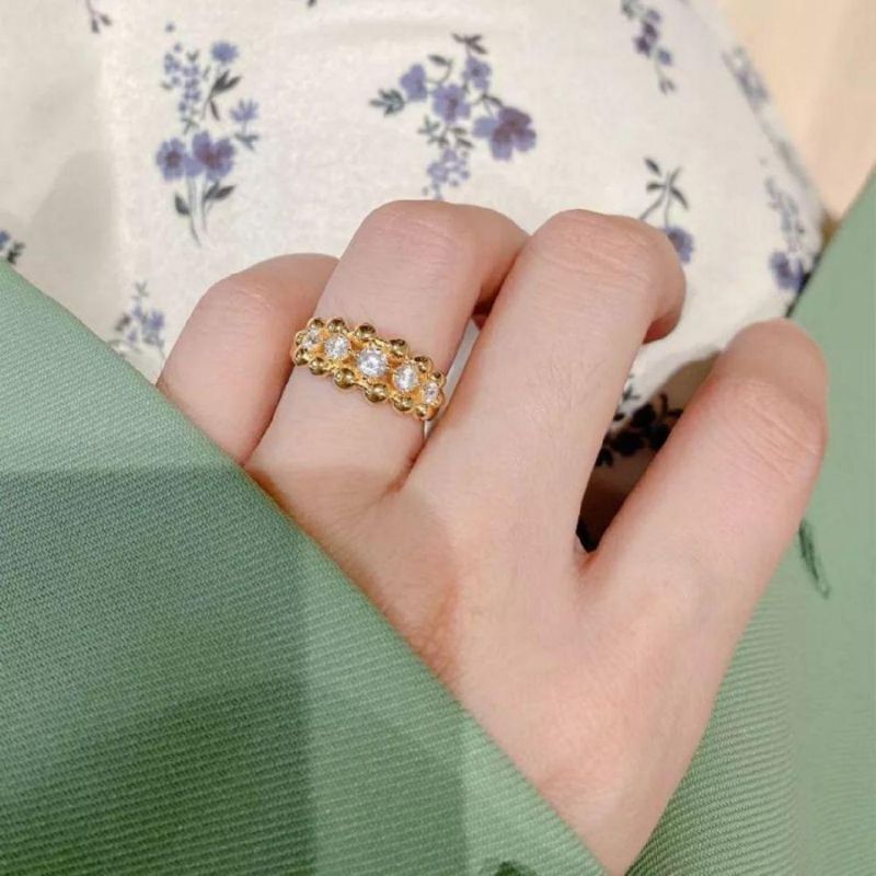 925 Sterling Silver Jewelry Finger Trendy Enamel Eternity 18 Gold Plated Beads Ring Women Luxury Wedding Ring