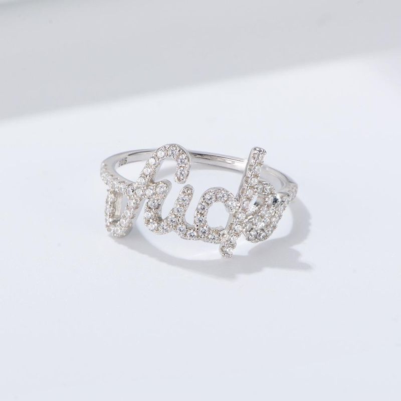 Fashion English Letter Filling Zircon Nice Design Ring