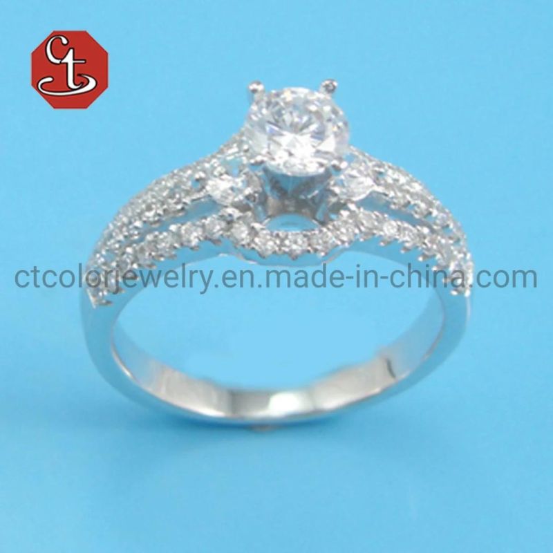 Classic Luxury Real Solid 925 Sterling Silver Ring Cubic Zircon Wedding Jewelry Rings Engagement For Women