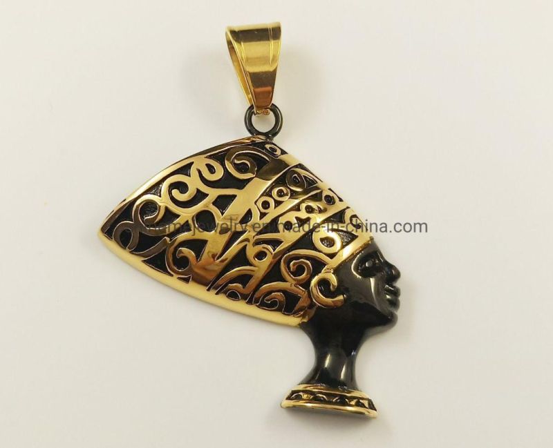 New Hip-Hop Hiphop Accessories Titanium Steel Gold-Plated Ancient Egyptian Black Pharaoh Pendant Spt2615