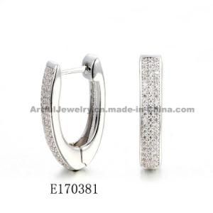 New Design Fashion Jewelry 925 Sterling Silver or Brass 1cubic Zirconia Hoop Earrings for Women