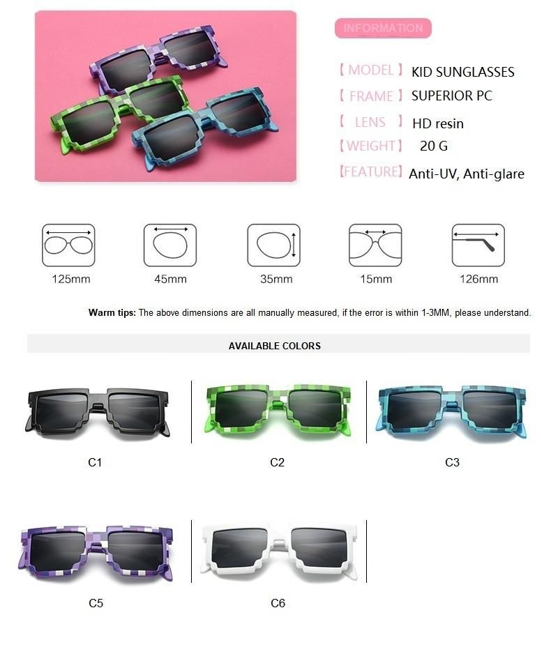 2021 New Mosaic Super Cute Rainbow Lattice Children′ S Sunglasses