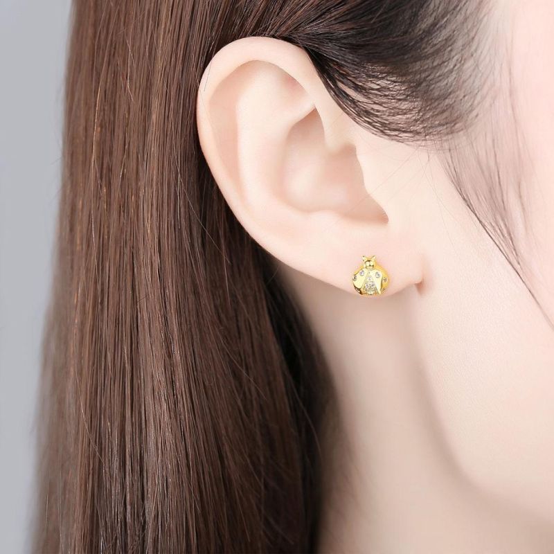 14K Gold Plated Sliver Fashion Jewelry Ladybug Earring for Women
