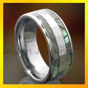 Men Shell Inlaid Ring Tungsten Carbide Fashion Jewelry