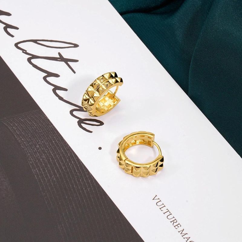 Wholesale Trendy Jewelry 925 Sterling Silver Gold Plated Custom Cc Channel Drop Dangle Huggies Pearl Hoop Earrings for Women