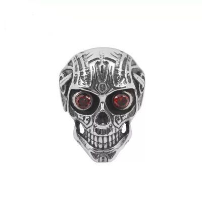 Factory Custom Casting 316 Stainless Steel Jewelry Skull Biker Ring