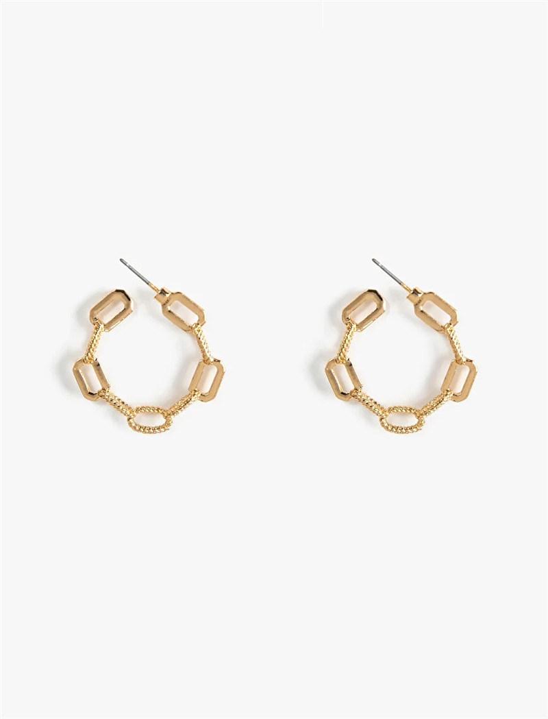 Delicate Casting Alloy in Sterling Silver 18K Gold Plated Chic Link Chain Hoop Earrings for Women Hip Hop Circle Hoop Earring