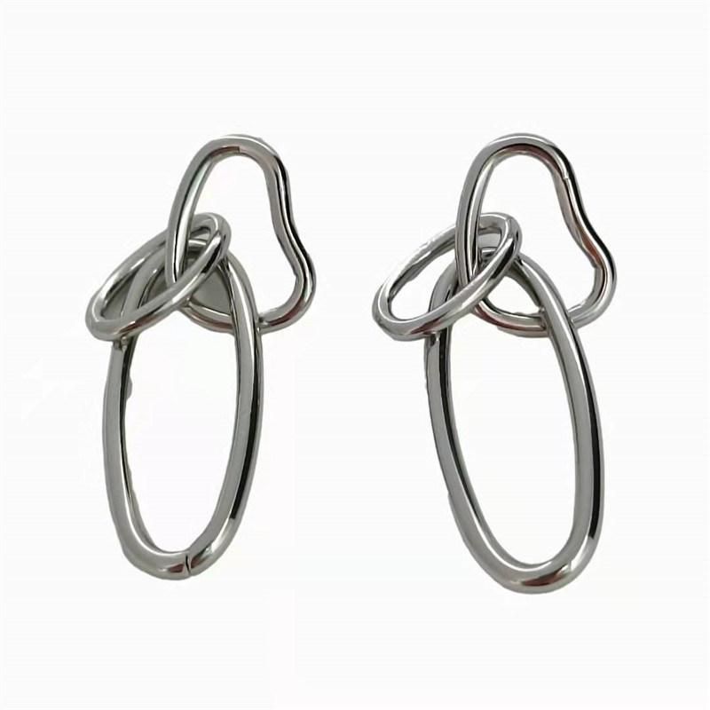 2022 Manufacture New Arrival Minimalist 18K Gold Plated Irregular Link Chain Long Drop Earrings Stainless Steel Geometric Unique Link Stud Earring for Lady