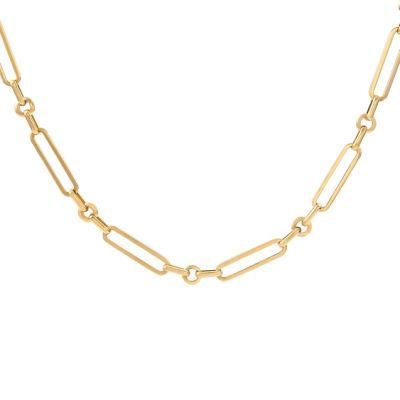 Fashion Girl Stainless Steel 18K Gold Plated Jewelry Collocation Short Dainty Paperclip Chain Link Necklace for Gift