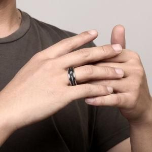 Men Jewelry Frosted Ring Zircon Wire Rope Stainless Steel Ring for Men