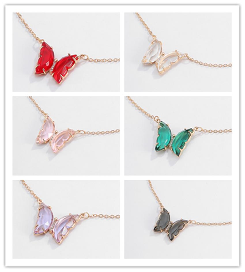 2021 New Unique Zircon Personality Contracted Color Butterfly Necklace Chains for Jewelry Making Female