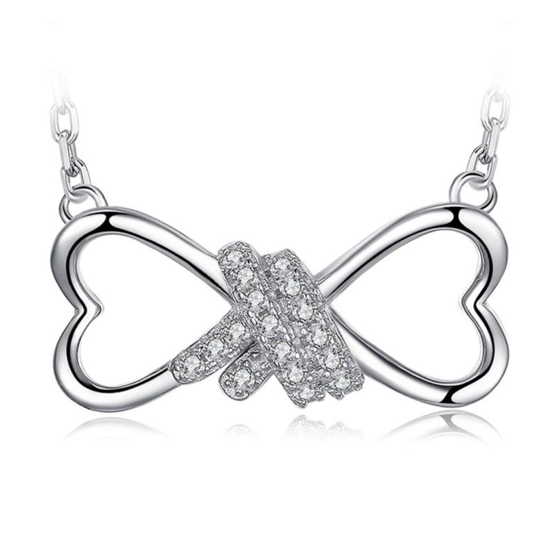 Infinity Heart Love Collar Necklace with CZ Pave Cubic Zirconia 925 Sterling Silver Jewelry Wholesale