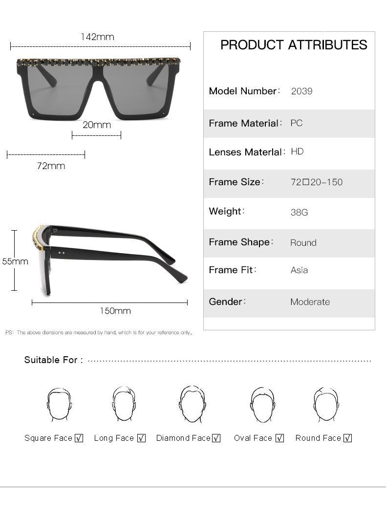 2020 One Piece Diamond Fashion Sunglasses