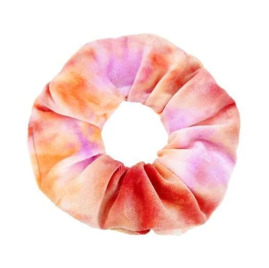 Wholesale Custom Logo Hair Products Tie Dye Colorful Women Girl Scrunchies Velvet Elastic Hair Ties Bands