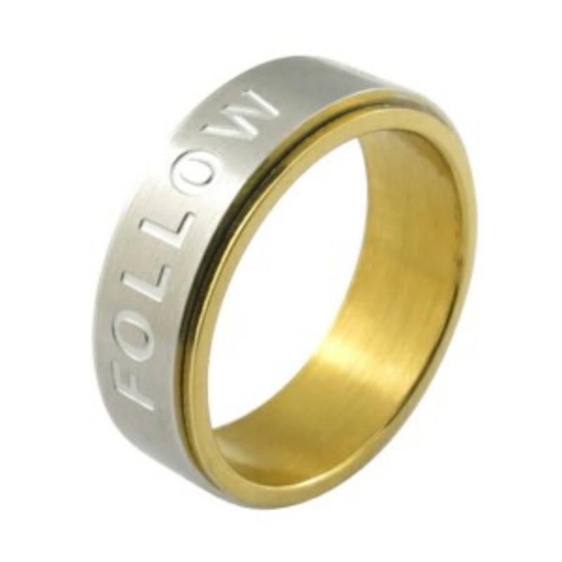 Gold Filled Finger Ring Black PVD Plated Stainless Steel Jewelry