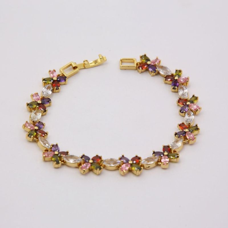 New Models Design 18K Gold Plated Colorful CZ Charms Bracelet