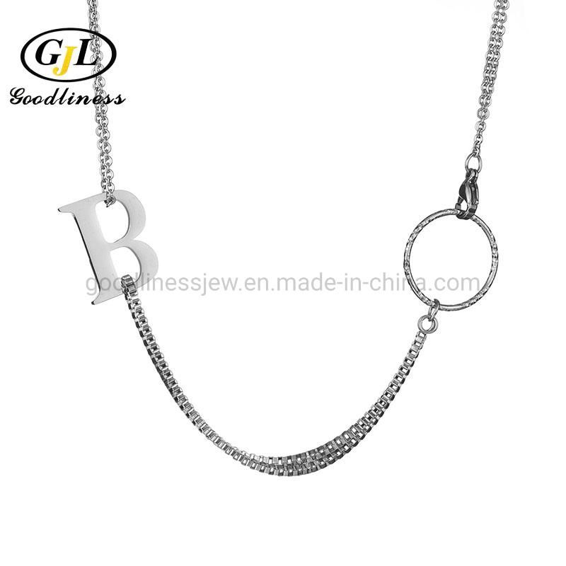 Hiphop Antique Stainless Steel Layered Mens Box Chain Letter Necklace