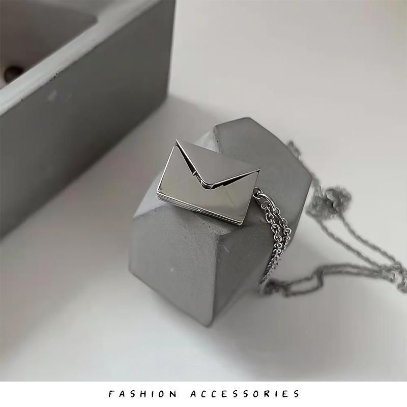 Fashion Envelope Titanium Steel Engrave Love Letter Necklace