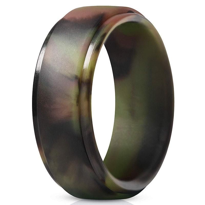 Step Edge Rubber Wedding Band Men Silicone Ring