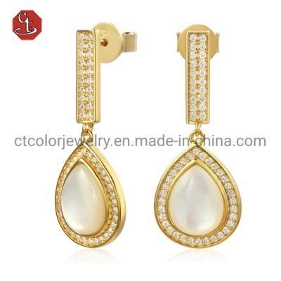 Fashion jewelry wholesale factory price pearl earrings 4A zircon silver earrings