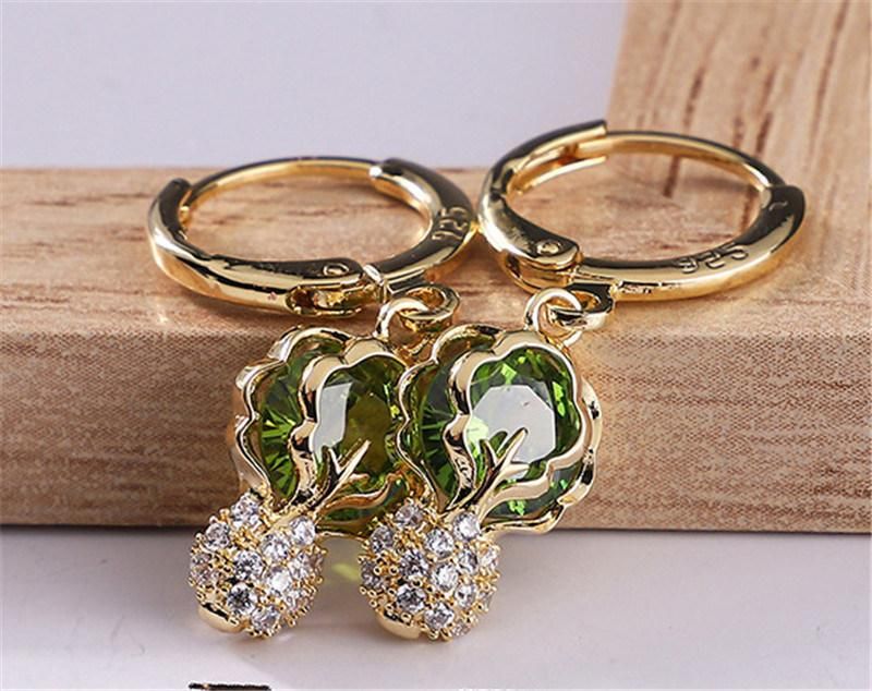 New Arrival Cabbage Deisgn Pendant Brass Cubic Zircon Women Earrings
