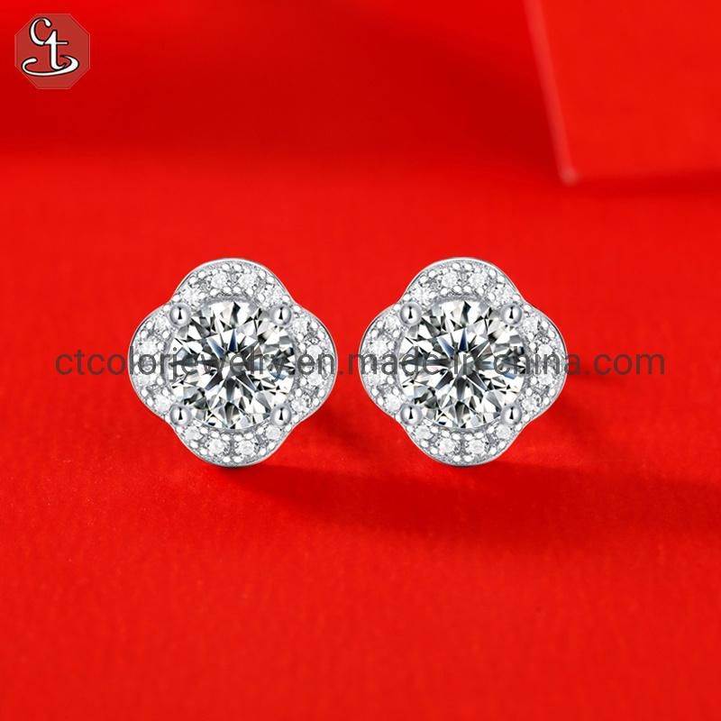 New fashion jewelry noble style fine polishing natural moissanite earrings for women