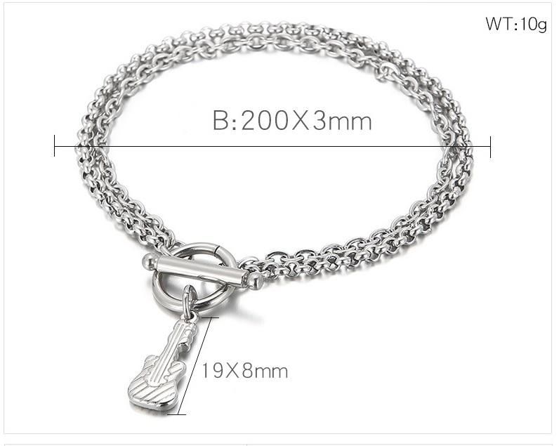 Fashion Jewelry Hot Sell Guitar Pendant Ot Buckle Stainless Steel Bracelet for Woman