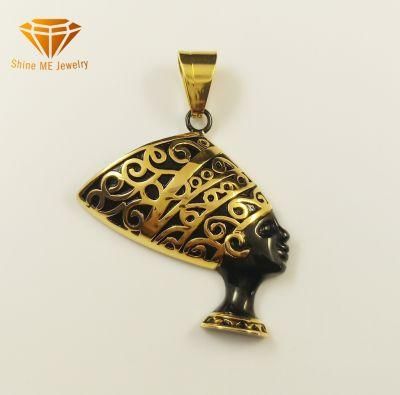 New Hip-Hop Hiphop Accessories Titanium Steel Gold-Plated Ancient Egyptian Black Pharaoh Pendant Spt2615