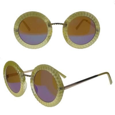 Round Flower Frame Mixed Material Sunglasses