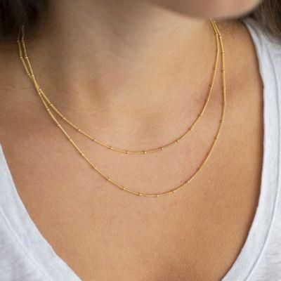 Fashion Jewelry Stainless Steel Satellite Necklace Ball Curb Chain Lady Jewelry