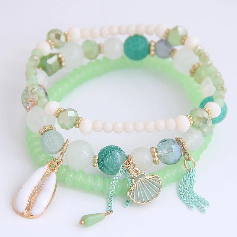 Fashion Jewelry Bohemian Strings Oceanic Style Multi-Layered Beaded Crystal Bracelets